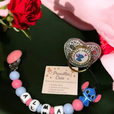 Attache tétine anneau de dentition porte clé stylo personnalisée etc Disney vintage rare 